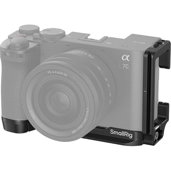 SMALLRIG A7C II A7CR L-veida stiprinājums, L-veida platforma Sony Alpha 7C II/Alpha 7CR, L-veida platforma ar ātru atbrīvošanu, ar siksnas atveri, QD atveri un 1/4