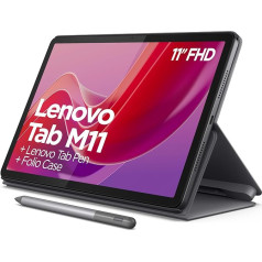 Lenovo Tab M11 planšetdators 11 collu MediaTek Helio G88 8GB RAM 128GB ar iespēju paplašināt līdz 1TB 4 skaļruņi WiFi Bluetooth Android 13 Mēness pelēks ar korpusu un Tab Pen