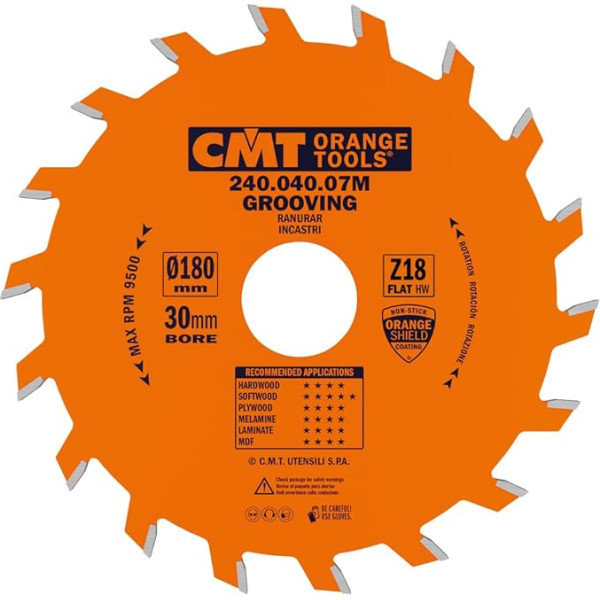 CMT Orange Tools 240.040.07 M - Kreissägeblatt für gerade Nutfräser 180 x 4 x 30 Z 18