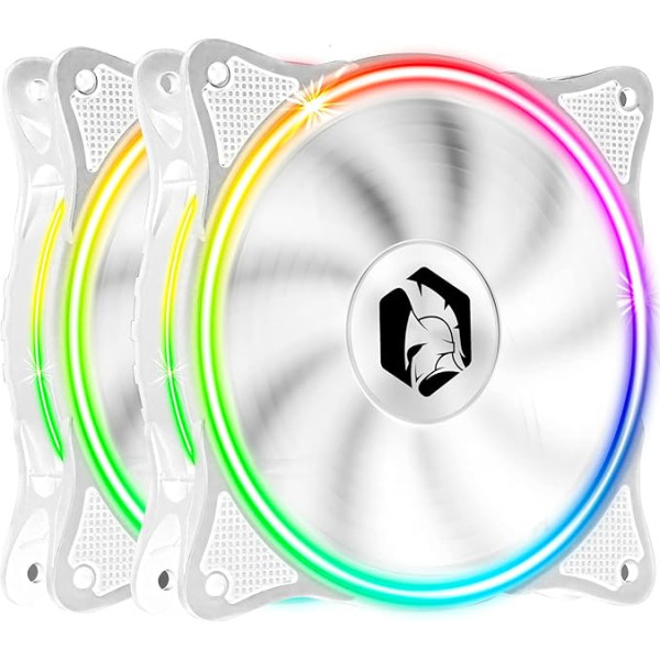 EMPIRE GAMING PC korpusa ventilators Gamer 2 x 120 mm - Augsta gaisa plūsma - RGB adresējams LED PWM 3 kontakti 5 volti - Dual Loop - Kluss - Dzesēšana 12 cm - Balts