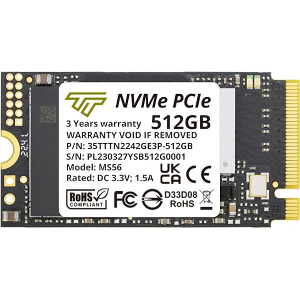 Timetec M.2 SSD NVMe PCIe Gen 3x4 iekšējais cietvielu disks (2242 512GB Gen3x4)