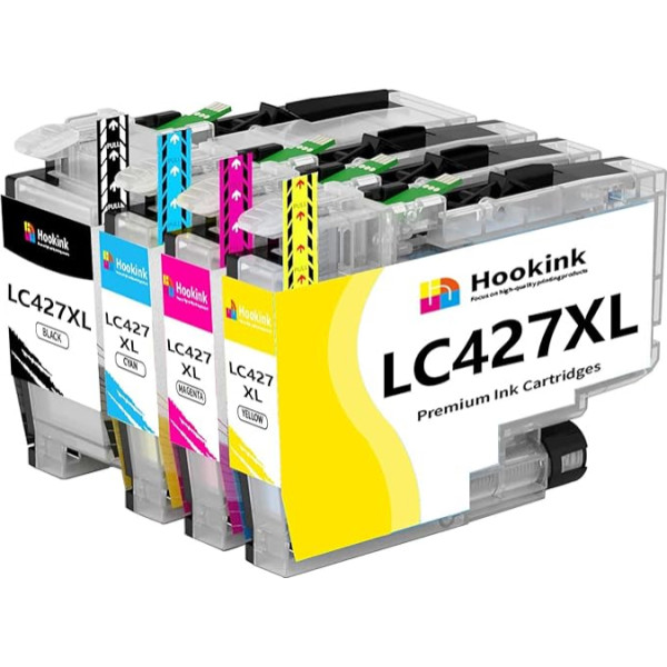 Hookink LC427XL LC 427XL kasetės suderinamos su Brother LC-427XL LC-427VAL spausdintuvų kasetėmis, skirtomis Brother MFC-J5955DW MFC-J6955DW HL-J6010DW MFC-J6957DW MFC-J6959DW spausdintuvams.