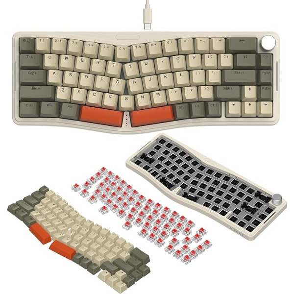 ATTACK SHARK AKS068 Alice 60% Mehāniskā spēļu tastatūra, USB-C vadu Apex Pro Mini RGB tastatūra, blīvējuma stiprinājums, rotācijas poga, VIA programmējama, karsti maināms lineārais slēdzis, PC/MAC/QWERTY