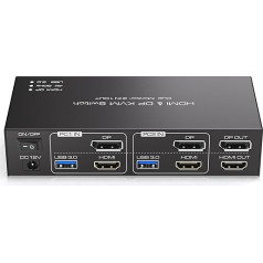 TJCXELE DisplayPort + HDMI KVM переключатель 2 ПК 2 монитора 4K60Hz USB 3.0 KVM переключатель двойной монитор для 2 ПК совместно 2 мониторов и 4 USB устройств Поддер