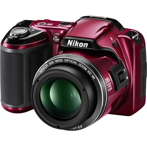 Nikon Coolpix L810 Digitalkamera (16 megapikseļu, 26-Fach Opt. Zoom, 7,5 cm (3 Zoll) displejs, bildstabilisiert) rot