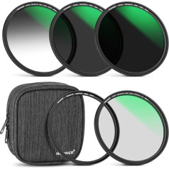 NEEWER 55 mm magnētisko ND filtru komplekts 5-in-1 ar melnu difūzijas 1/4 filtru + mīksto GND8 + ND8 + ND64 filtru un magnētisko adaptera gredzenu, HD optiskais stikls/ūdens atstarojošs/30 slāņu nano filtrs