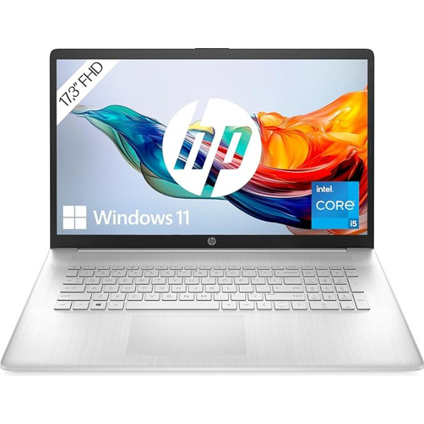 HP klēpjdators | 17,3 collu (43,9 cm) FHD IPS displejs | Intel Core i5-1235U | 16 GB RAM | 512 GB SSD | Intel Iris Xe grafiskā karte | Windows 11 Home | QWERTZ tastatūra | Sudraba | ar HP Fast Charge