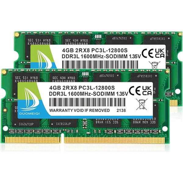 8GB (2x4GB) DDR3 RAM 1600MHz PC3L-12800S SODIMM DDR3/DDR3L 1.35V/1.5V Non-ECC 204 Pin Memory Upgrade Module Laptop Notebook Memory Kit Green