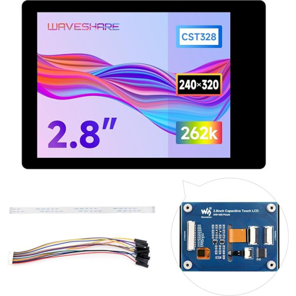 Waveshare 2,8 collu LCD displeja modulis, saderīgs ar Raspberry Pi / ESP32S3 / Raspberry Pi Pico, iebūvēts ar ST7789T3 displeja draiveri un CST328 kapacitatīvo skārienvadības kontrolieri, 240 x 320 izšķirtspēja