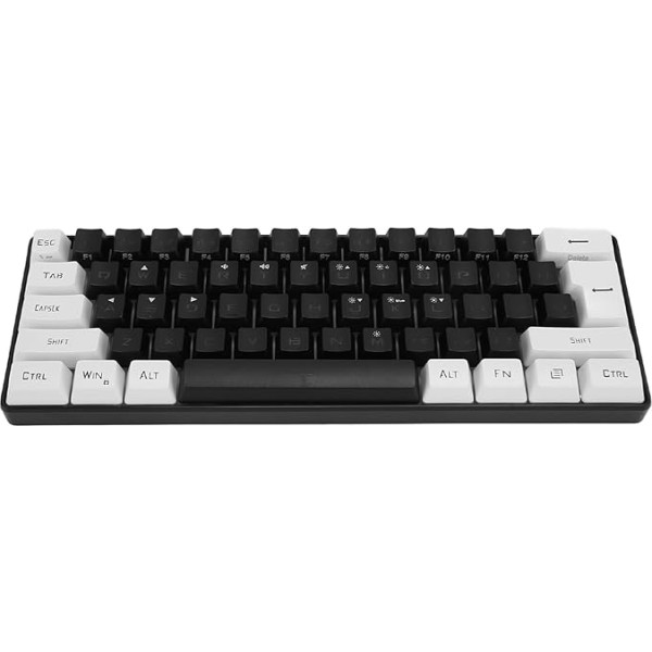 60% RGB tastatūra, 61 taustiņš, LED fona apgaismojums, ergonomiska mehāniskā tastatūra, vadu spēļu tastatūra birojam un biznesa spēlēm (melna)