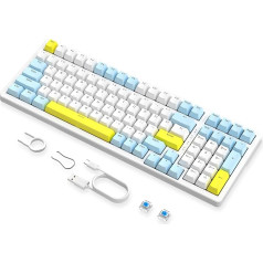 MAGIC-REFINER K3MAX spēļu tastatūra, mehāniskā tastatūra, 18 RGB aizmugurgaismota vadu tastatūra, Apex Pro TKL tastatūra, karstā nomaiņa, 100 taustiņi ar Numpad, Anti-Ghosting, EVA putas, zili slēdži, Win/Mac