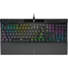 Corsair K70 PRO RGB optiski mehāniskā spēļu tastatūra - OPX lineārie slēdži, PBT dubultā šāviena taustiņu vāciņi, 8000 Hz Hyper-Polling, magnētiskais Soft-Touch plaukstu balsts - NA izkārtojums, QWERTY - melna