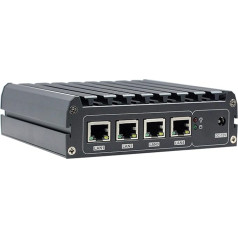 Celeron J4125 Quad Core Firewall Micro Appliance, Mini PC, Nano PC, Router PC ar iebūvētu 4G RAM 64G SSD, 4 RJ45 2.5GBE AES-NI saderīgs ar Pfsense OPNsense