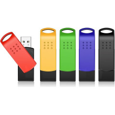 KEXIN USB Stick 16 GB Pack of 5 USB Sticks Rotate Multicoloured USB Memory Stick Pack of 5 for PC, Desktop, Car