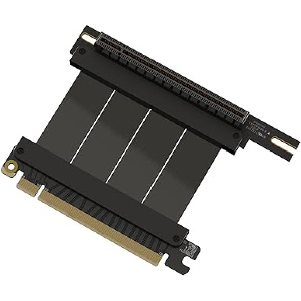 LINKUP - AVA5 PCIE 5.0 Riser kabelis - nākotnes risinājums 5. paaudzes GPU vertikālai montāžai - x16 128 GB/s ātrums ar link retimingu un barošanas kļūdu korekciju - saderīgs ar PCIe 4.0 - kreisais leņķis, melns, 5 cm