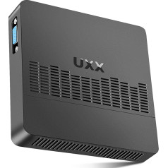 UXX Mini dators, atbalsta 512 GB M.2 SSD paplašināšanu, Celeron N3350 Micro PC 64 GB eMMC, dators 4K HD un VGA Dual Display, BT, Dual WiFi, USB3.0, LAN, VESA, birojam/mājām (pelēks)