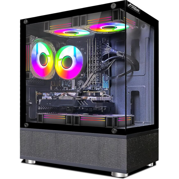 STGsivir - Spēļu galddators - Radeon RX 580 16GB GDDR5, Intel i7 līdz 3,9 GHz, 16 GB RAM, 1 TB SSD, 600M WiFi, BT 5.0, RGB ventilators x 2, W10H64 Spēļu datora tornis spēlētājiem un straumēšanai