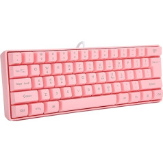 Bewinner V700 Pink Wired Gaming Keyboard, 61 žaidimų klavišas, RGB apšviesta klaviatūra staliniams ir nešiojamiesiems kompiuteriams, universali ergonomiška klaviatūra