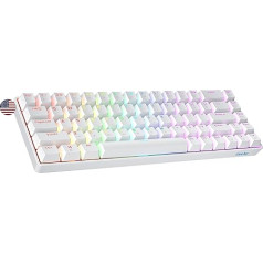 Geeky GK65 65% | Mehāniskā spēļu tastatūra | 68 taustiņi ar daudzkrāsainu RGB LED fona apgaismojumu datoriem/Mac datorspēlētājiem | ANSI ASV amerikāņu izkārtojums (balta, mehāniska, dzeltena)