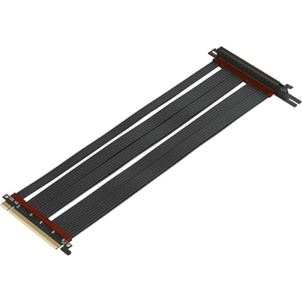 LINKUP - Extreme4+ PCIe 4.0 X16 Riser kabelis (RTX4090, RX6950XT, x570, Z690 testēts), Twinax, ekranēts, ātrdarbīgs, vertikāla montāža, spēļu PCI Express Gen4, kreisais leņķveida savienotājs (50 cm)