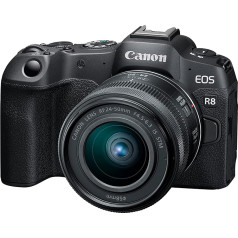 Canon EOS R8 bezspoguļa pilna kadra kamera RF24-50 mm F4.5-6.3 is STM ar 24,2 MP, 4K video, DIGIC X attēlu procesors, melna