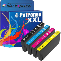 Tito-Express PlatinumSerie 4X kasetne XXL, kas ir saderīga ar Epson 405XL | Piemērota Epson Workforce EC-C 7000 WF-3820 DWF WF-3825 DWF WF-3830 DWTF WF-4820 DWF WF-4825 DWF WF-4830 DTWf