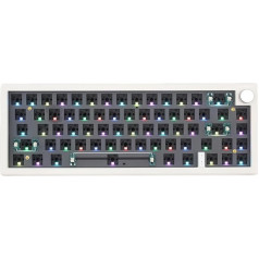 Cmokifuly GMK67 65% mehāniskās tastatūras komplekts, trīs režīmu dienvidu virziena RGB LED spēļu tastatūra 3/5 pin slēdžiem, 66 taustiņi + 1 poga Hotswap Socket PCB blīvējuma plate DIY tastatūras komplekts (balta)