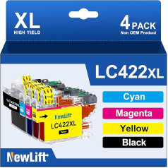 LC422XL LC422XLVAL LC-422XL printeru kasetnes, kas ir saderīgas ar Brother LC422 422XL, paredzētas Brother MFC-J5340DW MFC-J5345DW MFC-J5740DW MFC-J6540DW MFC-J6540DW MFC-J6940DW (melna/melnbalta/dzeltena, iepakojums