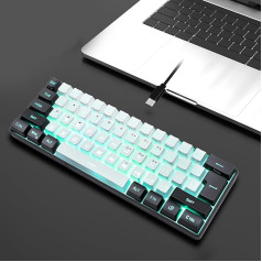 60% vadu spēļu tastatūra, kompakta tastatūra ar RGB apgaismojumu, ergonomiska mehāniskā tastatūra ar 61 taustiņu datorspēlētājam, rakstītājam, birojam