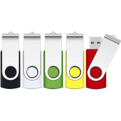 USB Stick 64 GB Pack of 5, SRVR USB Stick 5 Pieces Memory Stick 64 GB USB Memory Stick Накопитель данных USB 2.0 с колпачком LED дисплей шнурок (в упаковке 5)