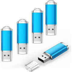 Datarm 32 GB USB Flash Drive Pack of 5 USB Sticks - Portable Memory Stick 32 GB Metal Data Storage Flash Drive Blue Small USB 2.0 Memory Stick 5 Pieces Pendrives