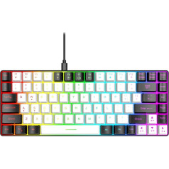 Dpofirs spēļu tastatūra ar 80% ergonomisku izkārtojumu, mehāniskā tastatūra ar mehāniskiem taustiņiem, mehāniskā spēļu tastatūra, plaši saderīga ar RGB apgaismojumu (balta)