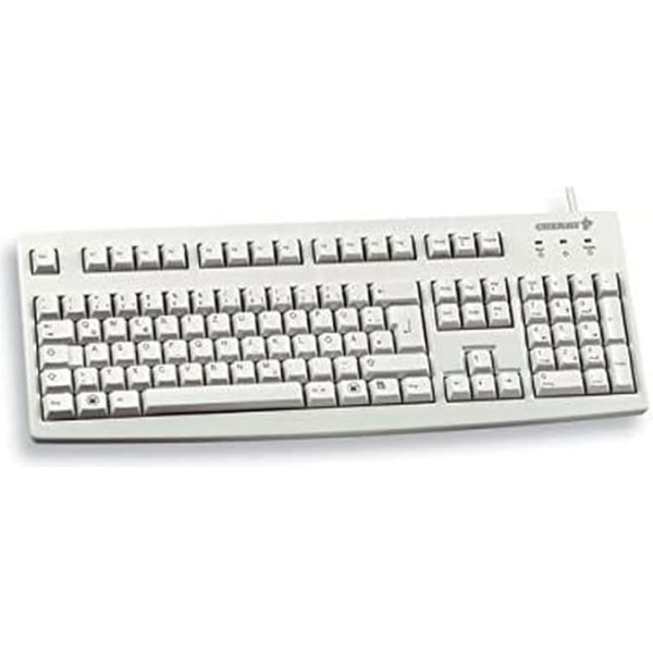 CHERRY G83-6104 Starptautiskā izkārtojuma QWERTY tastatūra Vadu tastatūra Ērta mīksto taustiņu darbība Kompakta, izturīga, pārstrādājama, gaiši pelēka