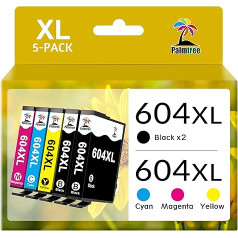 Palmtree 604XL kasetnes, kas saderīgas ar Epson printera kasetnēm 604 Epson XP 2205 Epson XP-3200 XP-3205 XP-4200 Epson WF-2930 WF-2910 WF-2935 WF2950 (2 melnas, 1 ciāna, 1 dzeltena, 1 dzeltena)