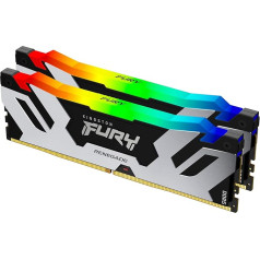 Kingston Fury Renegade Black RGB XMP 64GB 6400MT/s DDR5 CL32 DIMM galddatora spēļu atmiņas komplekts ar 2 atmiņām KF564C32RSAK2-64