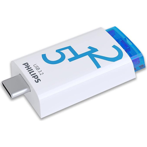 Philips Click Edition USB-C port USB 3.2 Gen 1 USB zibatmiņas diskdzinis 512GB datoram, klēpjdatoram, viedtālrunim, planšetdatoram ar USB-C portu, lasīšanas ātrums līdz 120MB/s