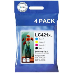 Skydo LC421XL LC-421XL LC-421XL printeru kasetnes ir saderīgas ar Brother LC421 LC-421XL multipaketes kasetnēm priekš Brother DCP-J1050DW, DCP-J1140DW, MFC-J1010DW