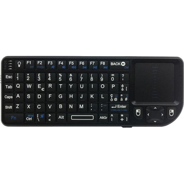 Rii Mini X2 bezvadu + Bluetooth (itāļu izkārtojums) - Mini izgaismota tastatūra ar skārienpaliktni, kas saderīga ar viedtālruni, TV kastīti, planšetdatoru, viedtālruni, konsoli, datoru, Fire TV, Raspberry