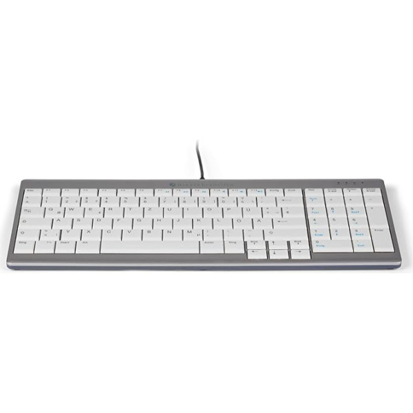 BakkerElkhuizen UltraBoard 960 Standard Compact tastatūra, vācu izkārtojums Qwertz, vadu, gaiši pelēka/balta