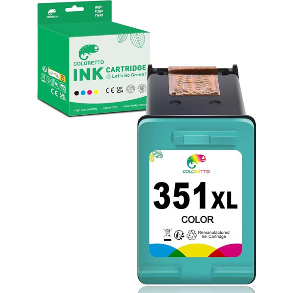 COLORETTO 351XL spalvotos suderinamos su HP 351 XL spausdintuvų kasetėmis, skirtomis spausdintuvams Photosmart C4480 C4580 C4280 C4280 C4424 C4524 C5282 D5360, Officejet J5780 J5785 J6424, Deskjet D4260