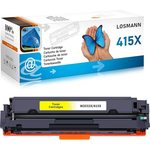 LOSMANN 415X Toneris saderīgs ar HP 415X 415A W2032X W2032A Tonera kasetne priekš HP Color Laserjet Pro MFP M479fdw M479fdw M479fnw M479fdn M479dw M454dn M454dw M479 M454dw M479 M454 M480f (Dzeltens )