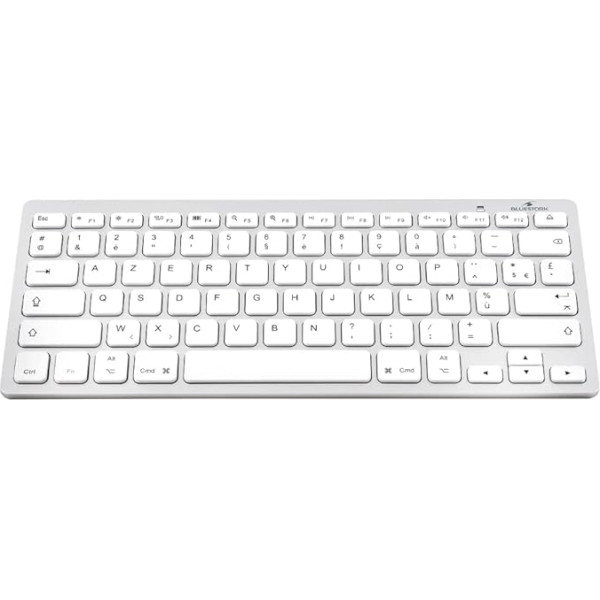 Bluestork bezvadu Bluetooth tastatūra MacBook Pro, MacBook Air, iPad, iPhone - Mini tastatūra Mac franču AZERTY, kompakta, īpaši plāna, viegla, klusa - New 2022 (balta)