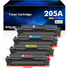 inkalfa saderīgs ar HP 205A MFP M181fw toneris CF530A CF531A CF532A CF533A CF533A Color Laserjet Pro MFP M180n M180nw M154nw M154a M181 M180 M154 (melns, zils, dzeltens, dzeltens, magenta, 4 iepakojumi)