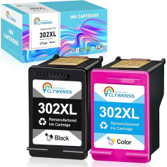 Clywenss 302 XL printeru kasetnes, kas saderīgas ar HP 302 302 302XL Multipack priekš HP Envy 4525 4520 4520 4522 4523 4524 Officejet 3830 3831 3833 Deskjet 3630 3636 3638 1110 tintes kasetnēm (melna, viena krāsa )