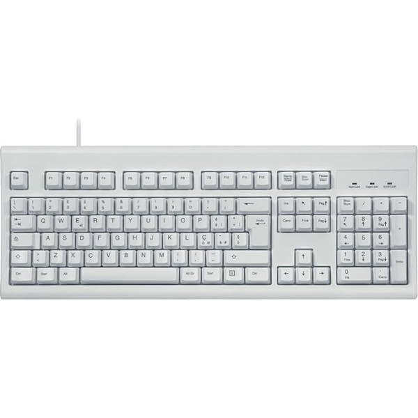 Perixx PERIBOARD-106 Ergonomiska vadu membrānas tastatūra ar izliektiem taustiņiem, itāļu izkārtojums, balta krāsā