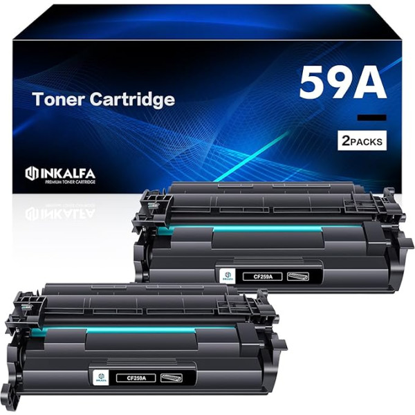 inkalfa 59A bez mikroshēmas tonera kasetne, kas saderīga ar HP CF259A CF259X 59X Laserjet Pro M404n M404dn M404dw M404 MFP M428fdn M428fdw M428dw M428 M428 M304n M304dn M304 (melna, 2 gab.) )