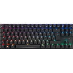 CHERRY MX 8.2 TKL bezvadu mehāniskā spēļu klaviatūra bez ciparu tastatūras, franču izkārtojums (AZERTY), RGB apgaismojums, komplektā ietilpst metāla somiņa, MX RED slēdži, melnā krāsā