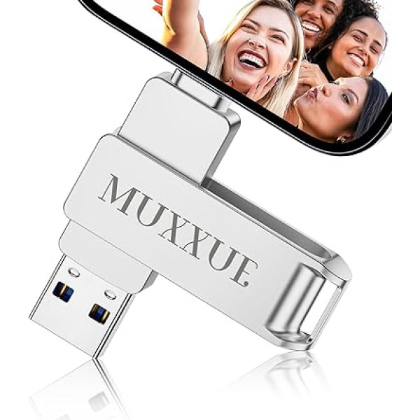 3-in-1 USB zibatmiņas karte iPhone 32 GB, MUXXUE iPhone atmiņas karte, metāla USB zibatmiņas karte iPhone, i Pad, OTG Android mobilajam tālrunim, datoram ar iOS, USB 3.0, C tips, fotoattēlu/ video kopēšana ar vienu klikšķi