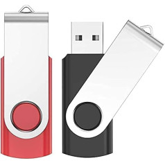 USB zibatmiņas 16 GB, JIUSHARK 2 iepakojuma USB atmiņas kartes, 16 GB mini USB zibatmiņas atslēgu gredzens, 2 gab. atmiņas karšu USB komplekts Pendrive 2.0 (melns, sarkans)