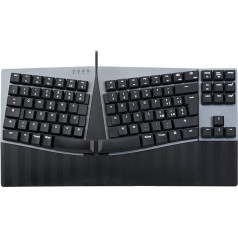 Perixx PERIBOARD-335RD Kompakta ergonomiska mehāniskā tastatūra ar kabeli - Sarkani lineārie slēdži ar zemu profilu - Programmējamas funkcijas ar makro taustiņiem, saderīga ar Windows un Mac OS